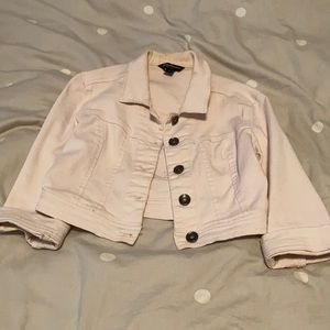 Light pink denim cropped jacket